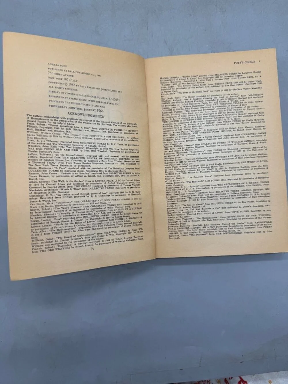 Vintage 1962 Poets Choice Literary Anthology By Engle Langland book English READ